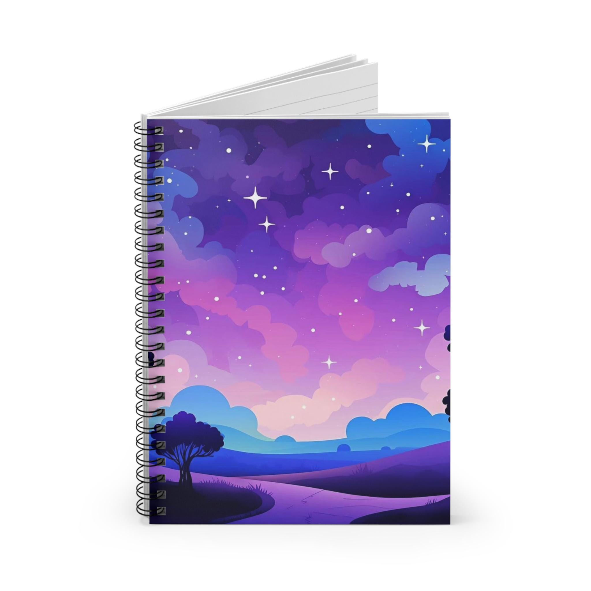 Celestial Spiral Notebook - Dreamy Starry Night Design, Journaling
