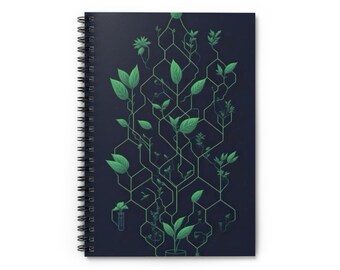 Botanical Spiral Notebook - Ruled Line, Nature Lover's Journal, Eco-Friendly Notepad, Plant-Themed Sketchbook, Gift for Gardeners, Greenery