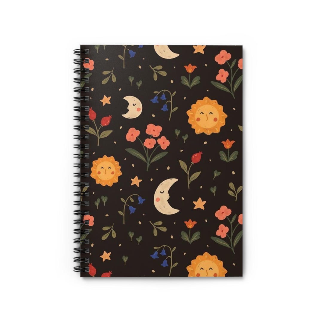 Whimsical Spiral Notebook - Ruled Line With Sun and Moon Design ...