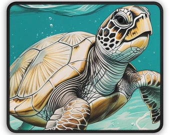 Sea Turtle Gaming Mouse Pad, Ocean Animal Mouse Mat for Gamers, Underwater Theme Desk Accessories, Turtle Lover Gift, Non-Slip Computer