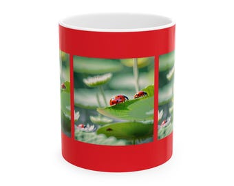 Tasse en céramique jardin coccinelle, cadeau pour amoureux de la nature coccinelle, décoration d'intérieur, tasse à thé/café, botanique, respectueux de l'environnement