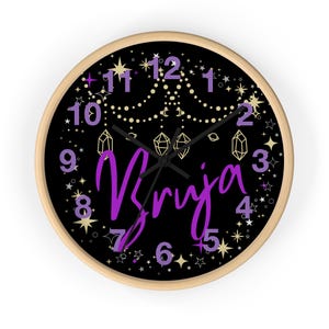 Mystical Bruja Wall Clock - Boho Chic Home Decor, Witchy Gift, Astrology Wall Art, Unique Timepiece, Black and Gold Design