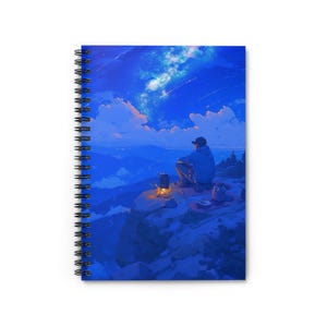 Camping im nächtlichen Himmel Spiralblock - Liniert, Ideal für Journaling, Wandern, Sterne beobachten, Reiseerinnerungen, Outdoor-Abenteuer