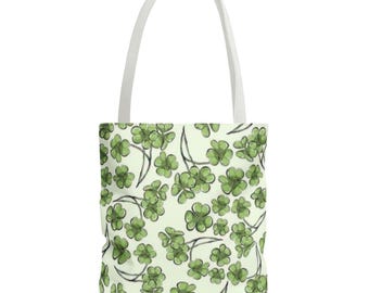 Bolsa de mano con trébol de la suerte, regalos del día de San Patricio, bolsa con flores verdes, bolsa de compras ecológica, bolso de mano con estampado de trébol