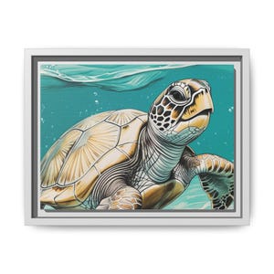 Turtle Art Print, Framed Wall Decor, Ocean Life Signed Artwork, Nature Lover Gift, Sea Turtle Home Decoration