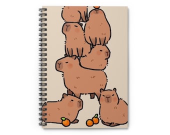 Schattig notitieboek met capibara-spiraal - perfect voor school, journaling of cadeau, notitieboek dierenliefhebber, notitieblok met regel, kunstbenodigdheden