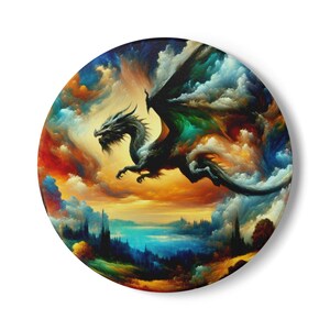 Keramische onderzetter fantasiedraak, uniek huisdecor, cadeau voor gamers, fantasieliefhebbers, drakenthema, tafelbescherming