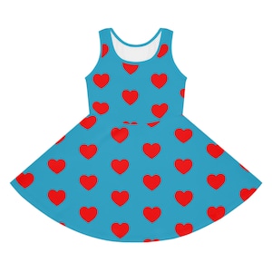Heart Pattern Girls&#39; Sundress, Perfect for Summer, Birthday Party, Family Outings, Beach Days, Special Occasions