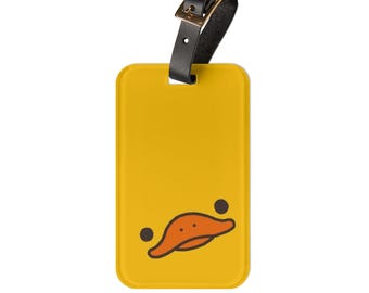 Yellow Duck Luggage Tag: Acrylic Travel Accessory with Leather Strap