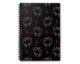 Mystical Spiral Notebook - Ruled Line, Perfect for Journaling, Sketching, or School, Great Gift for Occult Lovers, Black & Red Design