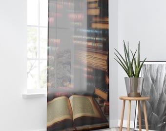 Cortina de ventana de biblioteca/Decoración literaria acogedora, cortinas de oficina, separador de ambientes, cortinas para rincón de lectura, regalo para amantes de los libros