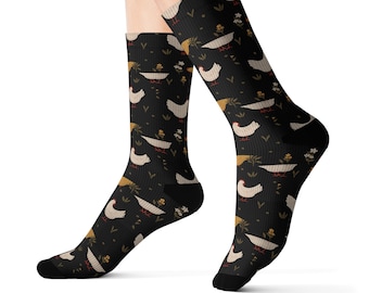 Chicken Print Fleece Socks: Cozy Animal Lover Gift