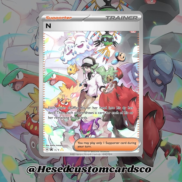 Trainer N Full Art Pokémon Card | Holographic N Trainer Collectible | Pokemon Gift