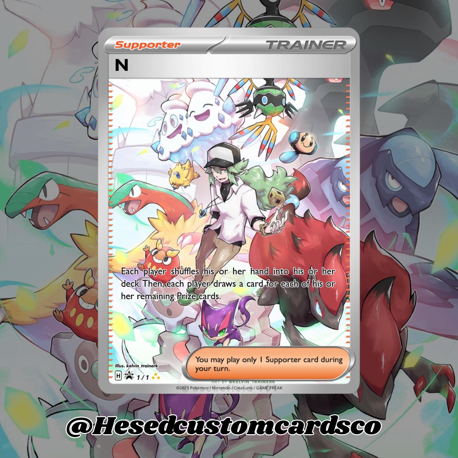 キ*ン様 ポケモンカード ホロカード コレクション トレーナーNカスタムフルアートポケモンカード*ホログラフィック