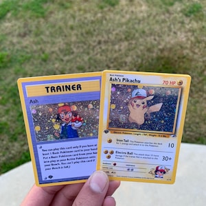 Vintage Ash et Ash's Pikachu Gym Heroes cartes Pokémon personnalisées hologramme 1ère édition