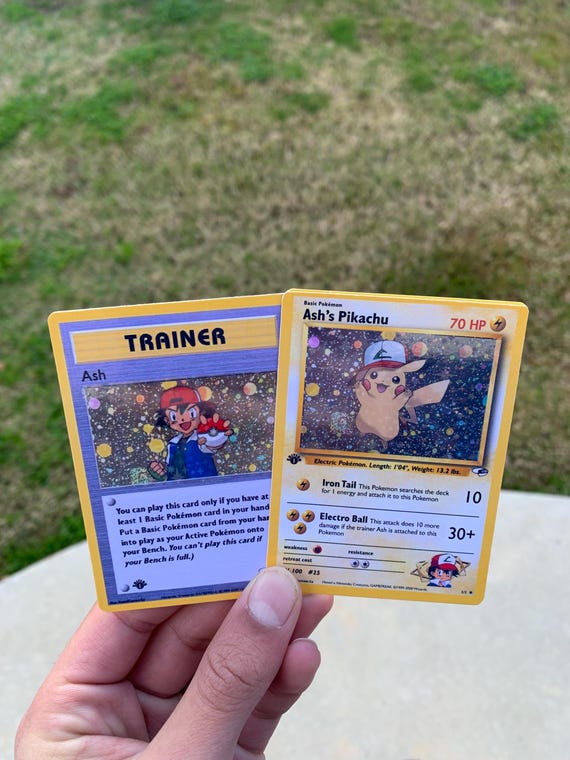 Vintage Ash and Ashs Pikachu Gym Heroes Custom Pokmon Cards Holofoil 1st  Edition
