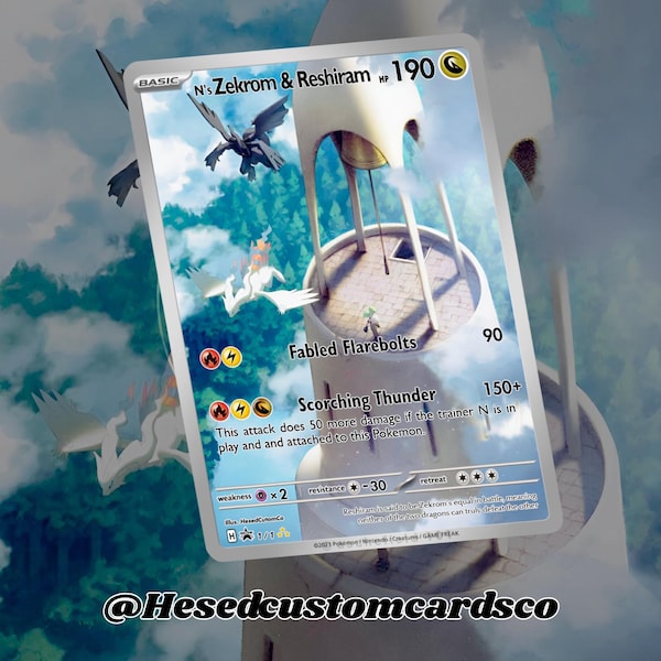 N’s Zekrom & Reshiram Full Art Custom Pokémon Card