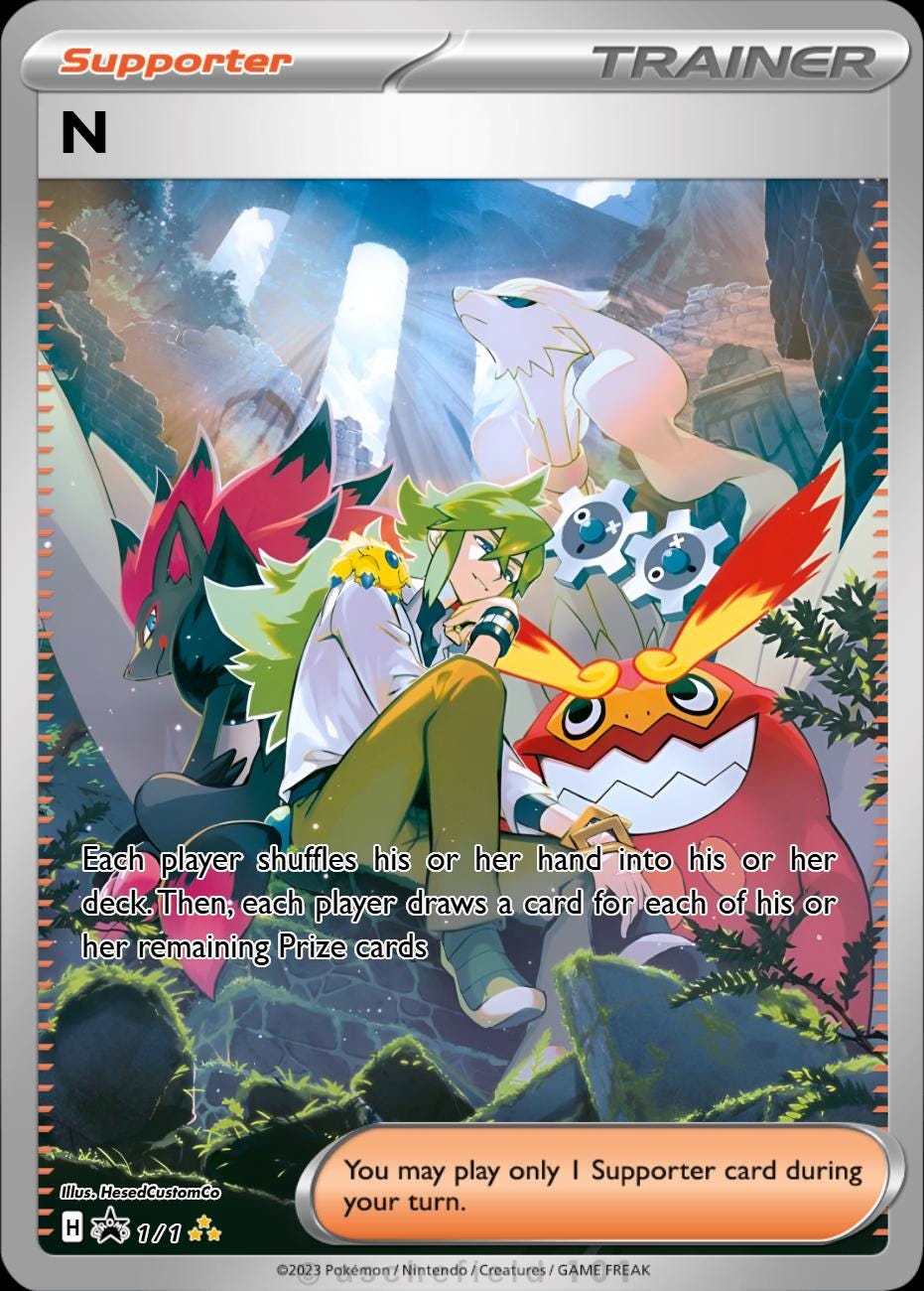 Trainer N Custom Full Art Pokmon Card - Etsy Ireland