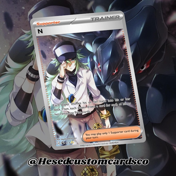 Trainer N & Zekrom Full Art Pokémon Card | Holographic Collector Card