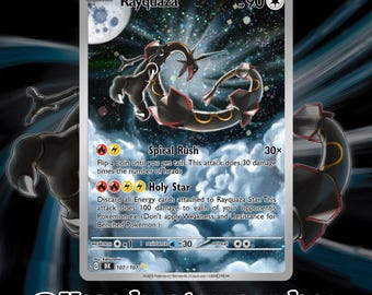 Rayquaza Gold Star Full Art Custom Pokemon Card Holographic - Etsy