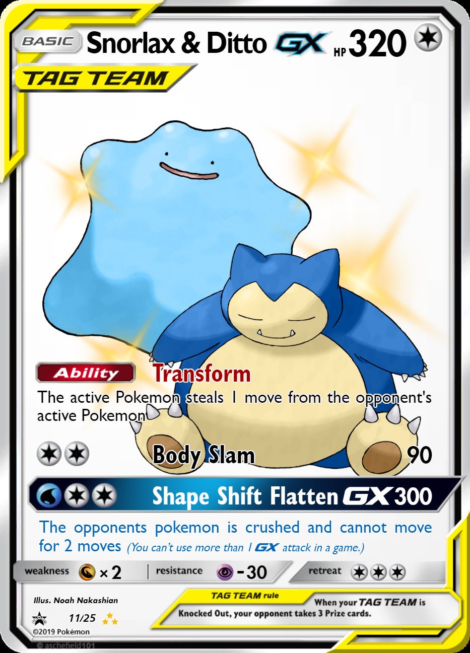 Pokemon Shiny Snorlax & Ditto Tag Team GX