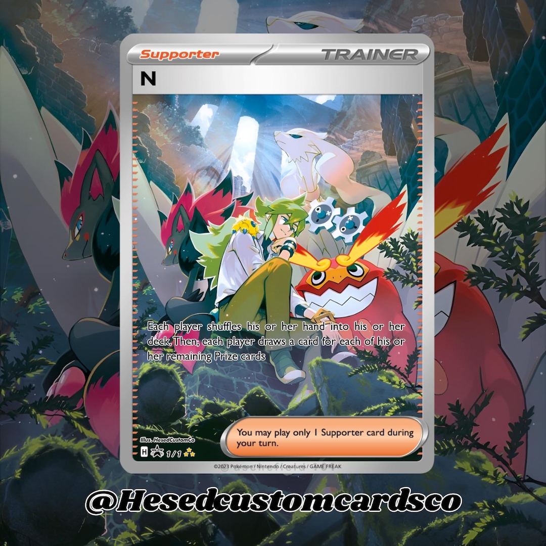 Trainer N Custom Full Art Pokmon Card - Etsy Ireland