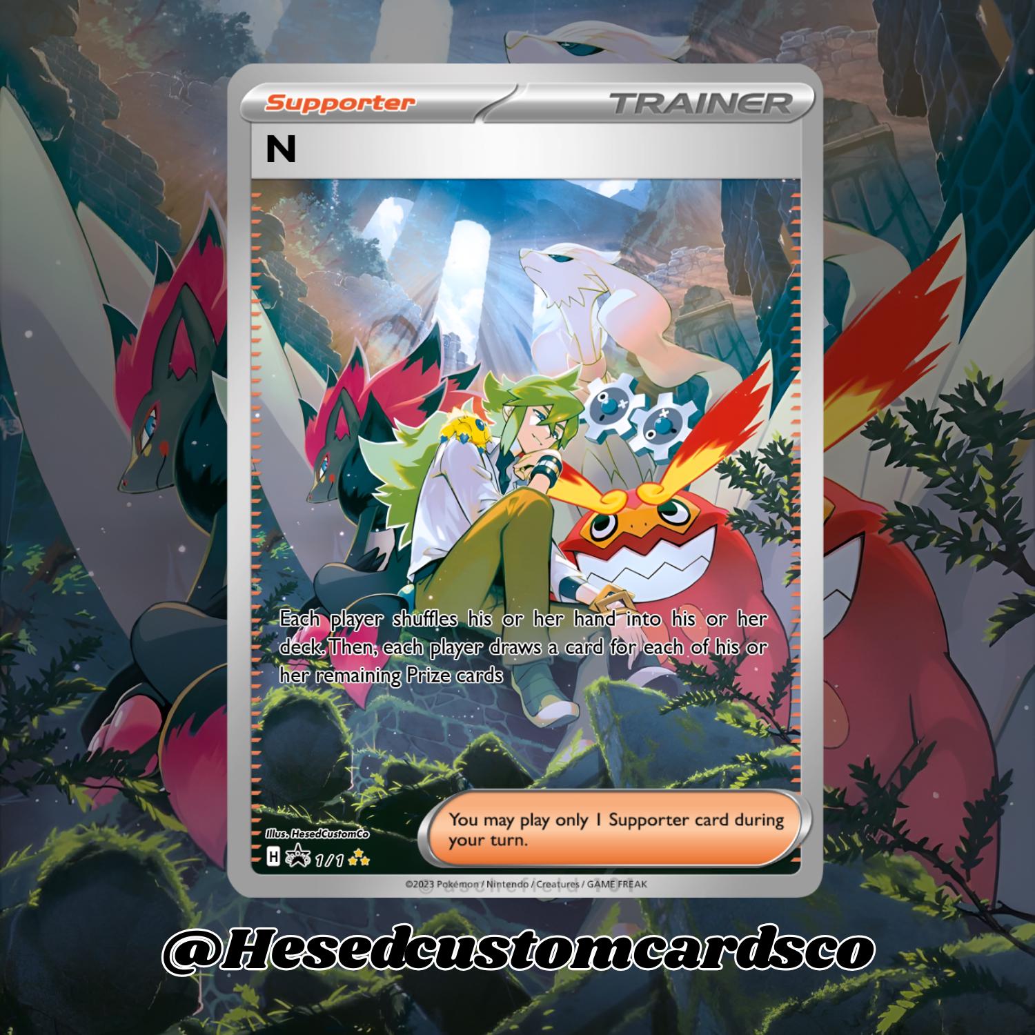 Trainer N Custom Full Art Pokémon Card - Etsy, image size:1500x1500