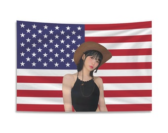 Le Sserafim Chaewon Tapestry, Lee Sserafim America Flag, Kpop Fan, Tapestry For Dorm