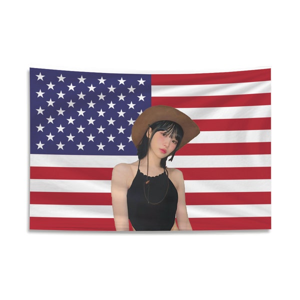 Le Sserafim Chaewon Tapestry, Lee Sserafim America Flag, Kpop Fan, Tapestry For Dorm