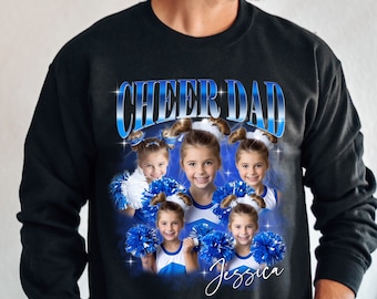 Personalized Cheer Dad T-shirt, long sleeve, sweatshirt, hoodie gift, Custom photo Cheer father, game day cheer leading your own pictures