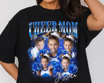 Personalized Cheer Mom T-shirt, long sleeve, sweatshirt, hoodie gift, Custom photo Cheer mama, game day cheer leading your own pictures