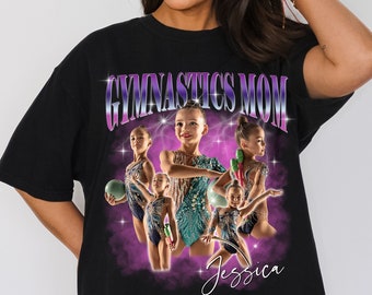 Personalized Gymnastics Mom T-shirt, long sleeve, sweatshirt, hoodie gift, Custom photo Gymnastics mama your own pictures acrobatic gymnast