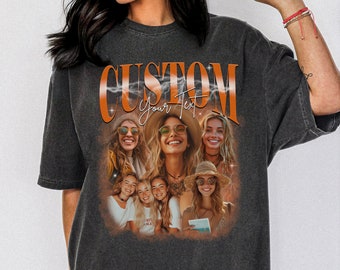 Custom 90s bootleg rap T-shirt, long sleeve, sweatshirt, hoodie gift, Custom photo vintage tee, insert your design vintage Birthday gift