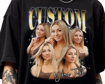 Camiseta de rap pirata personalizada: camiseta vintage de los 90 con tu foto y texto. Diseño gráfico de hip hop retro.