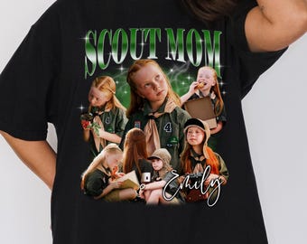 Personalized Scout Mom T-shirt, long sleeve, sweatshirt, hoodie gift, Custom photo scout mama bootleg, girl scout, scout troop scout dad
