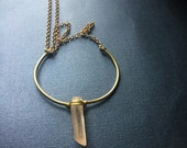 Rose Quartz and Brass Necklace