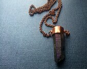 SALE - Purple Gray Aura Quartz and Copper Necklace