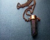 SALE - Purple Gray Aura Quartz and Copper Necklace