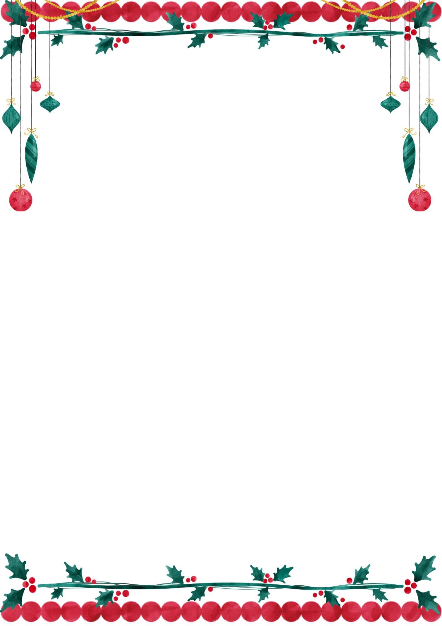 Printable Christmas Letter Digital Christmas Stationary Paper