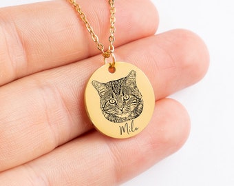 Personalized Jewelry for Her Custom Pet Portrait Necklace Dog Cat Memorial Gift Pet Remembrance Photo Cat Mom Dad Dog Mom Mother's Day Gift