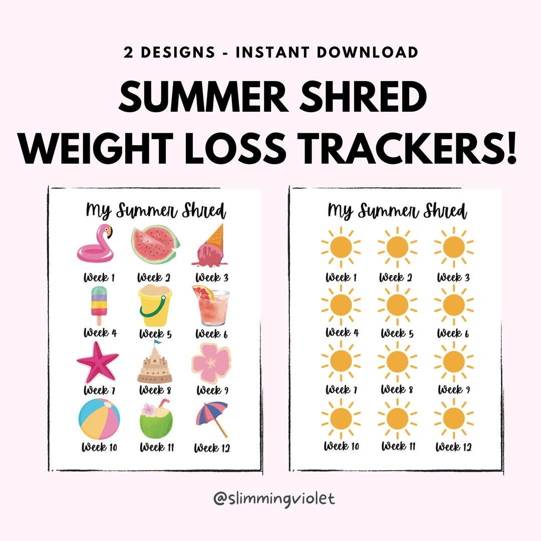 Summer Shred Weight Loss Tracker Sheets 2 X Printable A4 Designs 12 ...