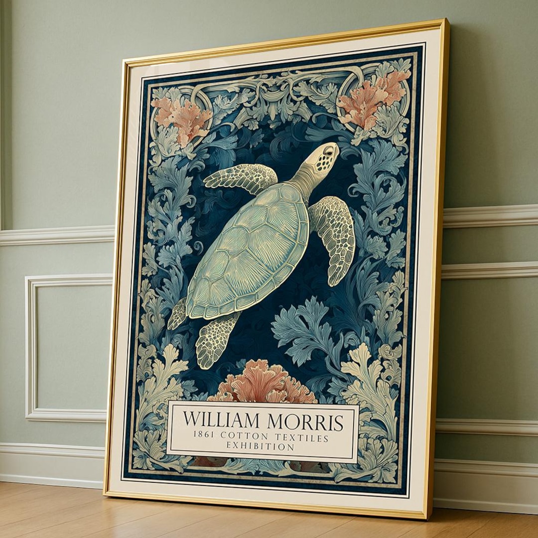 William Morris Turtle Print – Nautical Style Ocean Sea Life Poster ...