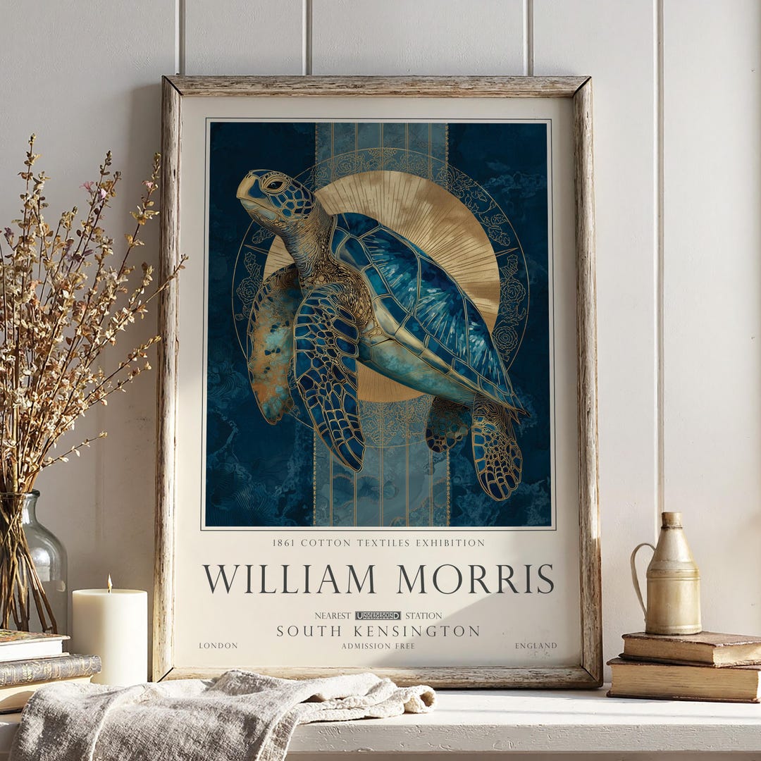 Turtle Wall Art, William Morris Print, Sea Life Wall Art, Vintage Home ...