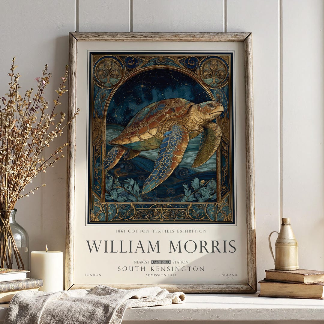 William Morris Turtle Print, Style Sea Life Wall Art, Ocean Inspired ...