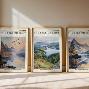 Set of 3 Lake District Print, British Countryside Art, The Lakes Print, National Park, Dining Room Wall Art, Gifts For Her, UNFRAMED