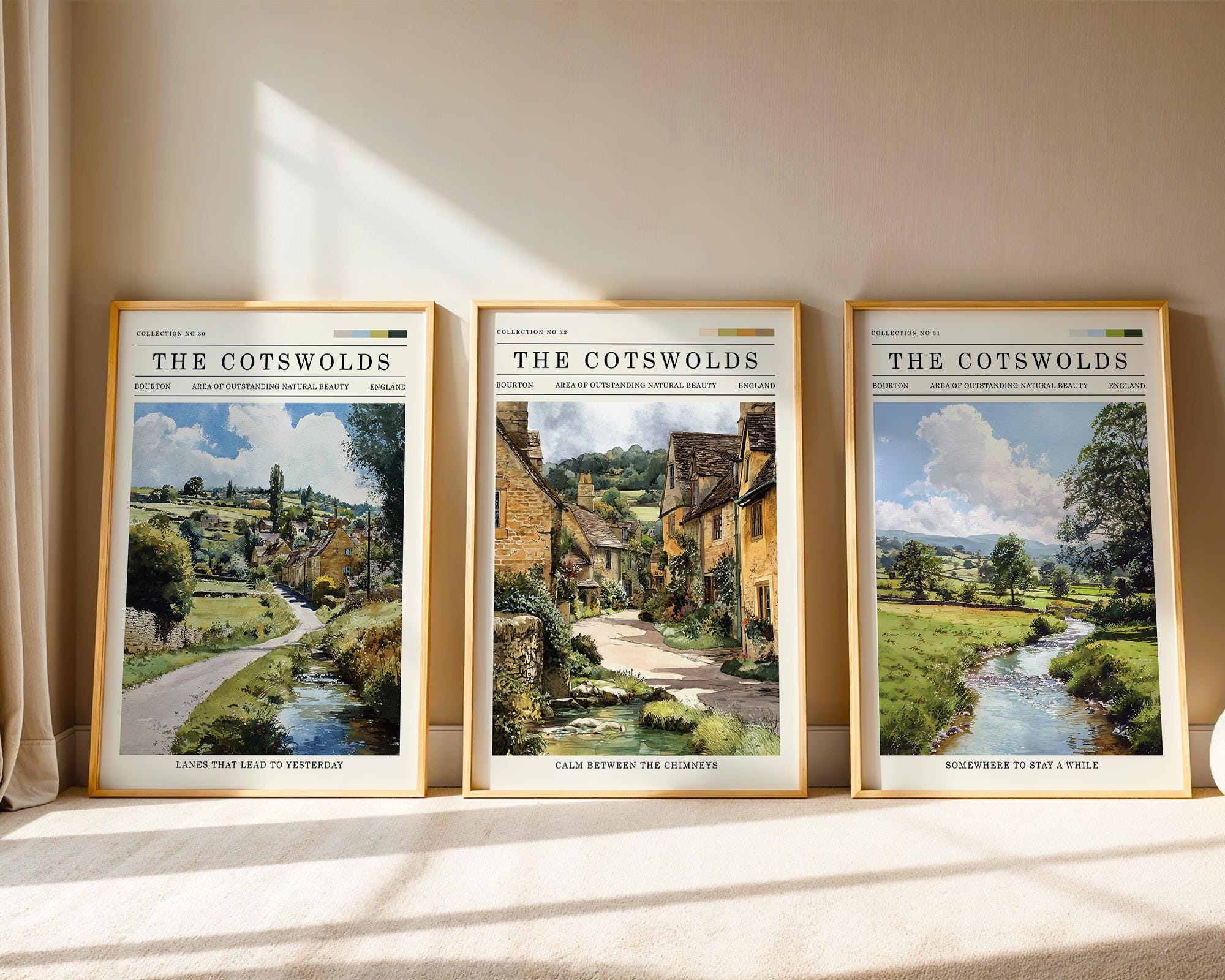 Affiche de voyage des Cotswolds, en Angleterre. Impression d'art mural