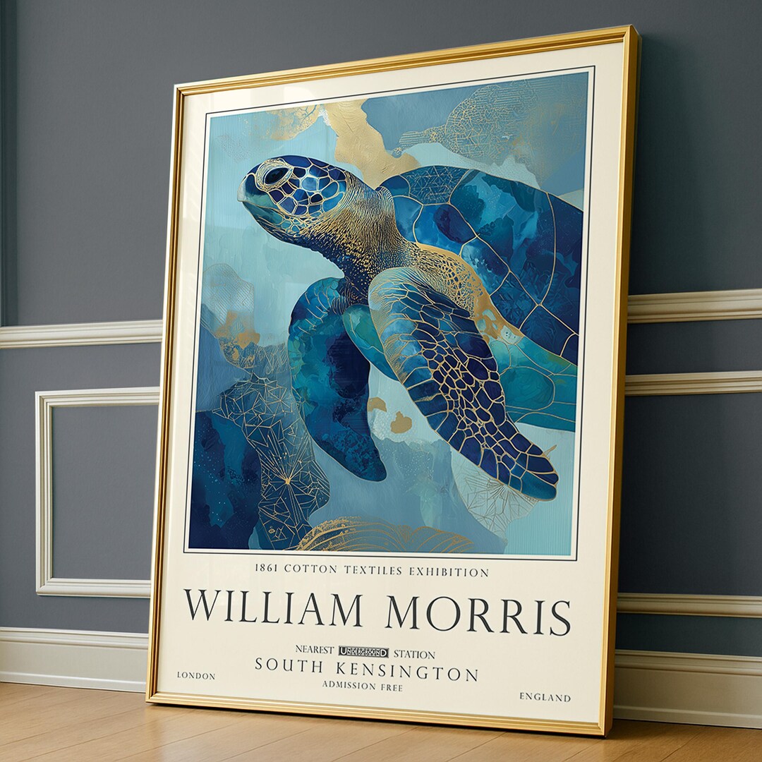 Turtle Bathroom Print Set – William Morris Style Sea Life Wall Art ...