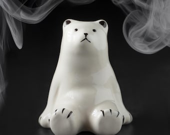 Ceramic Polar Bear One Hitter Tobacco Pipe