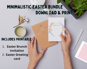 Minimalistisches Ostereinladung und Grußkarten Bundle | Sofortdownload | Druckbare Digitale Vorlagen