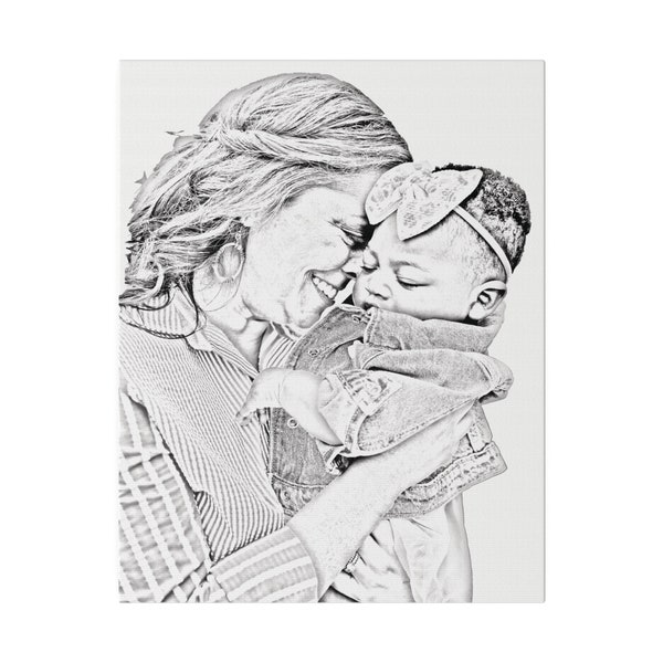 Mother Daughter Pencil Sketch Etsy